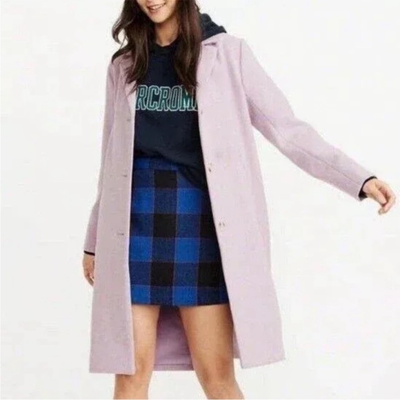 Abercrombie & Fitch The A&F Dad Coat Lilac Wool Blend Oversized - Picture 9 of 11